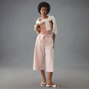 ANTHROPOLOGIE MAEVE Pink Wide Leg Utility Culottes Cropped Pants
